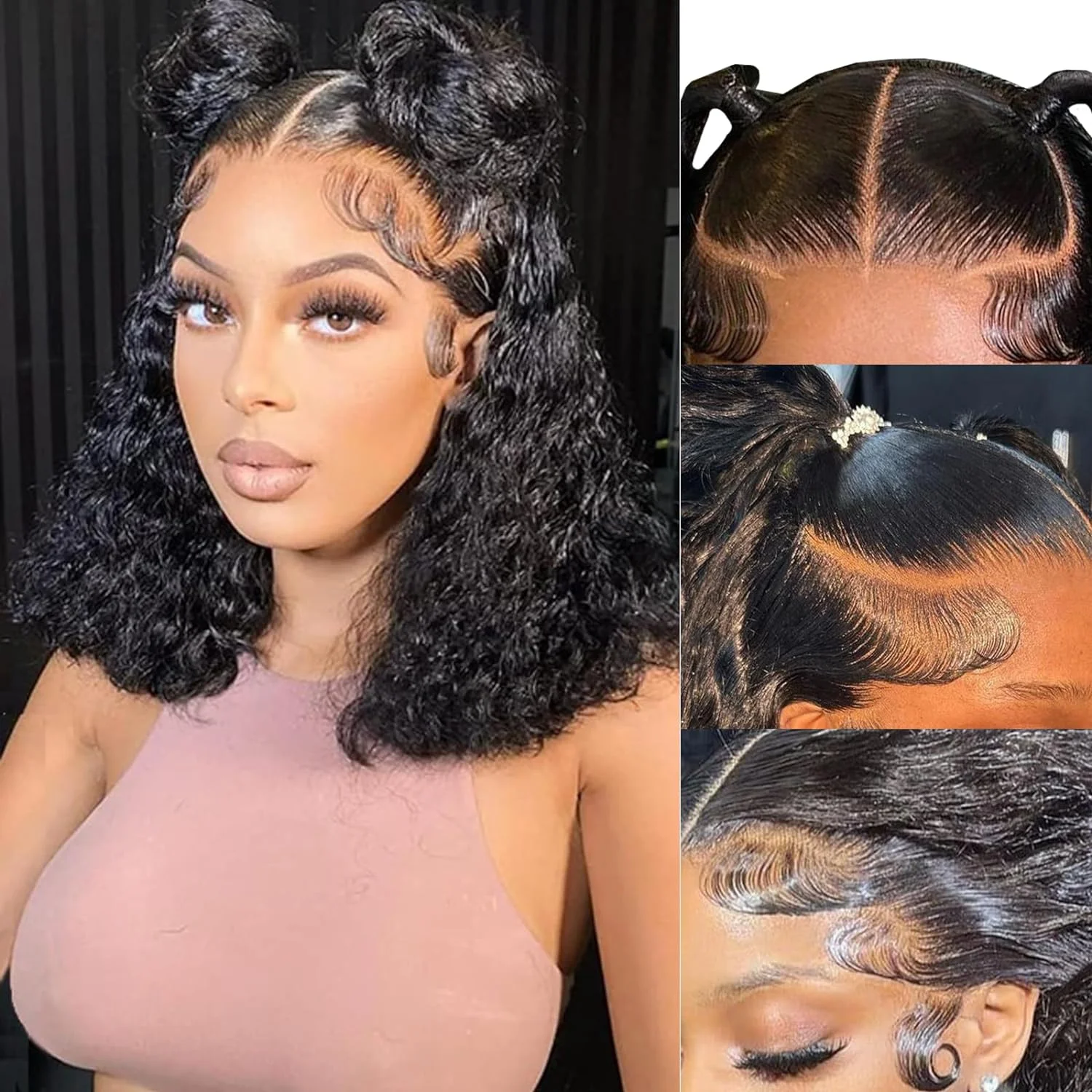 Glueless Curly Wigs Lace Closure Deep Wave Lace Front