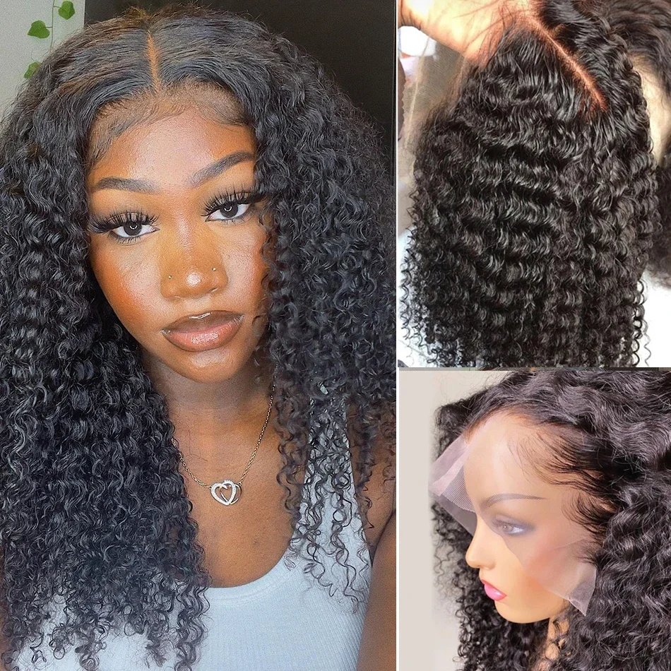 Glueless Curly Wigs Lace Closure Deep Wave Lace Front - Image 4
