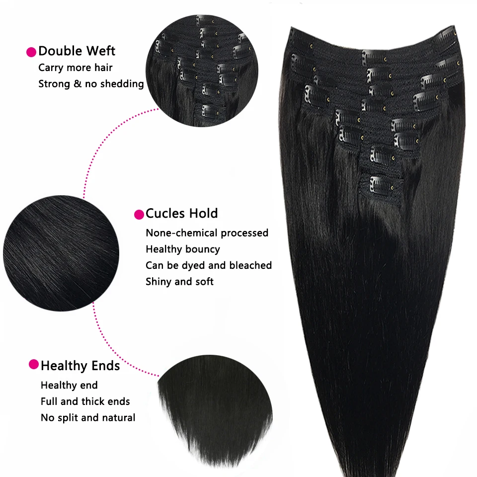 Clip In Hair Extensions Brazilian Straight - Image 4