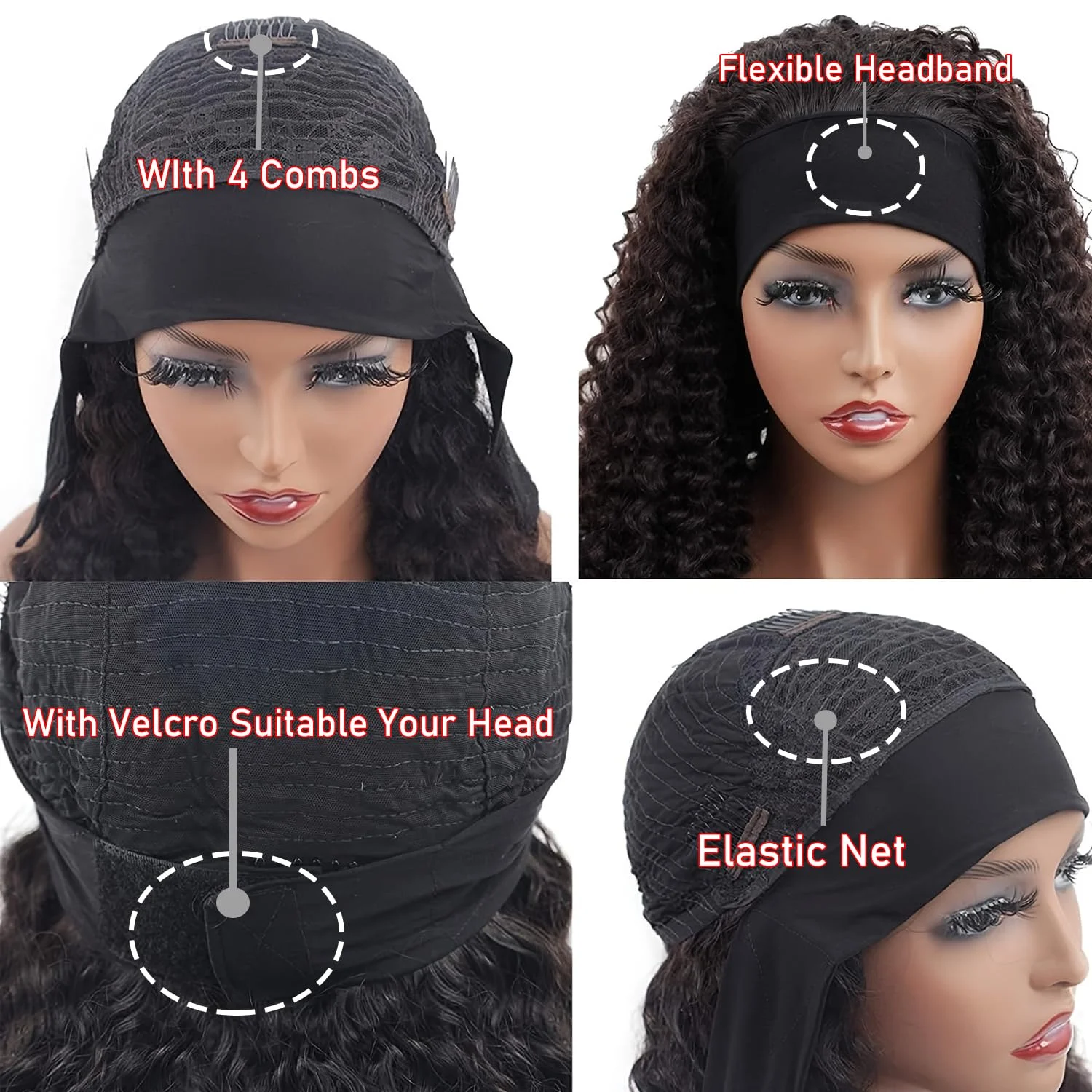 Ombre Curly Headband Bob Wig - Image 6