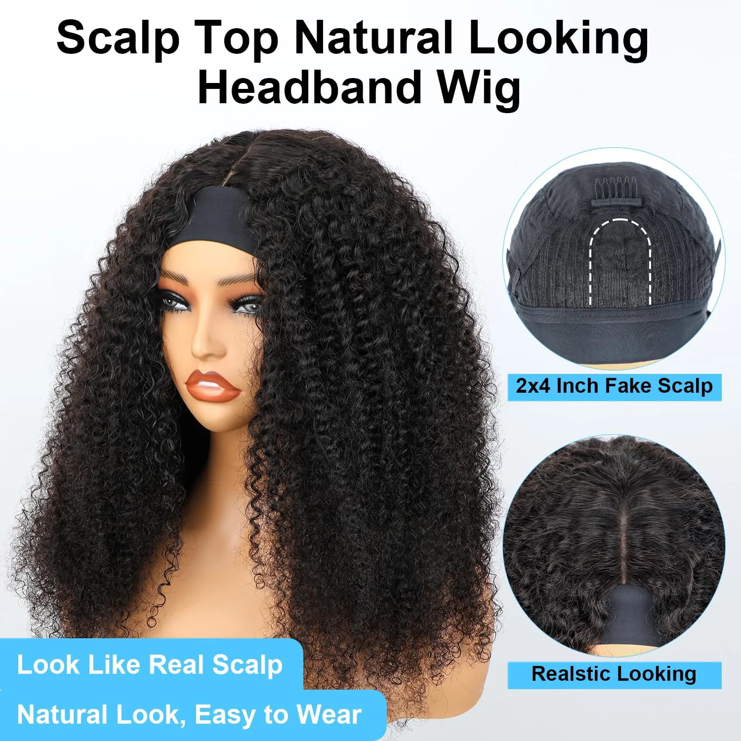 Afro Curly Human Headband Wig - Image 3