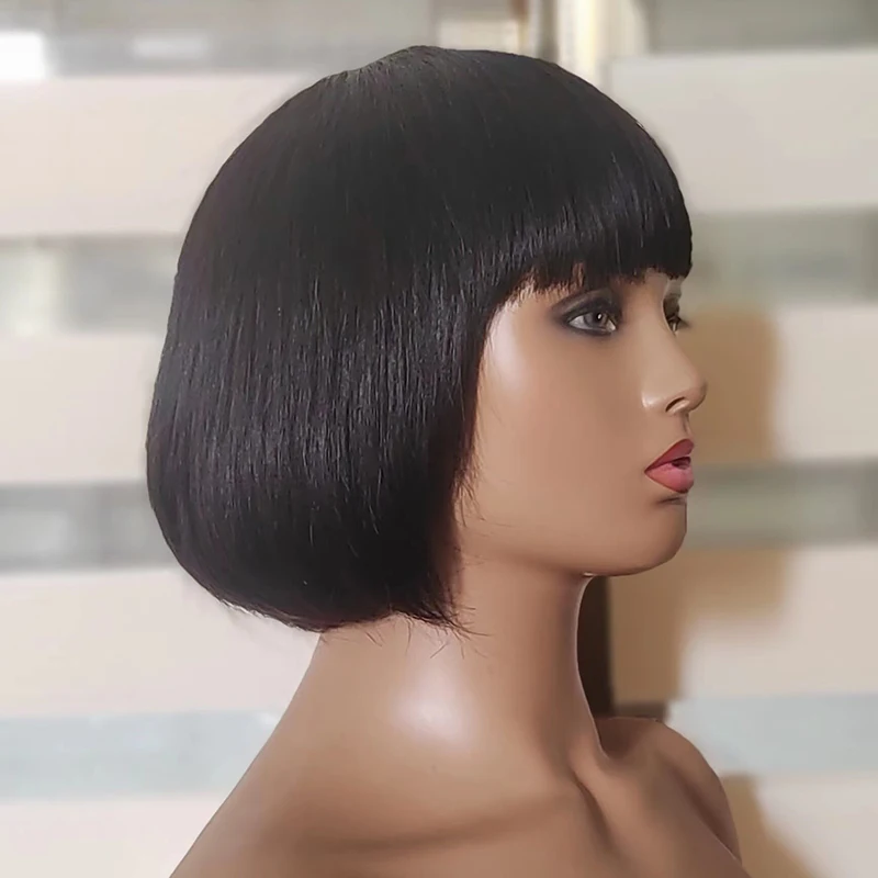 Straight Bob Wig With Bangs - Image 3